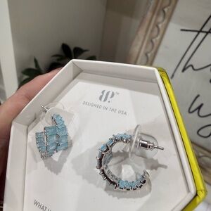 Stylish Silver and Blue Hoop Earrings